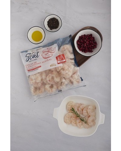 Colas de langostino austral peladas y devenadas