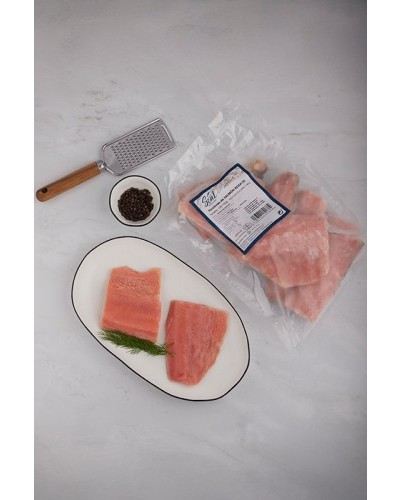 Porciones de Salmón Rosado con piel y sin espinas