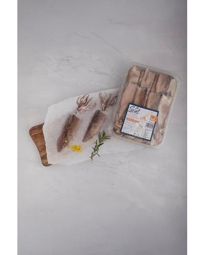 Calamar patagónico limpio con piel