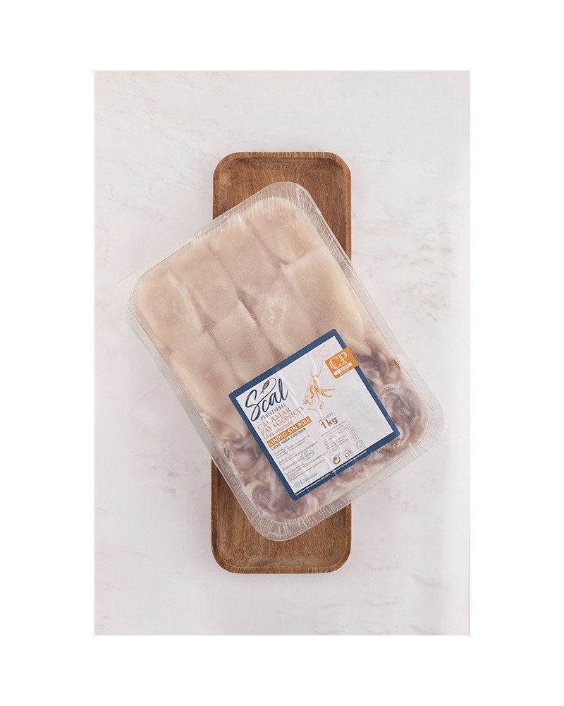 Calamar patagónico limpio sin piel